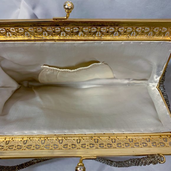 🤩 Vintage 50’s Embroidered French Glass & Steel Cut Beaded Handbag - Picture 7 of 10